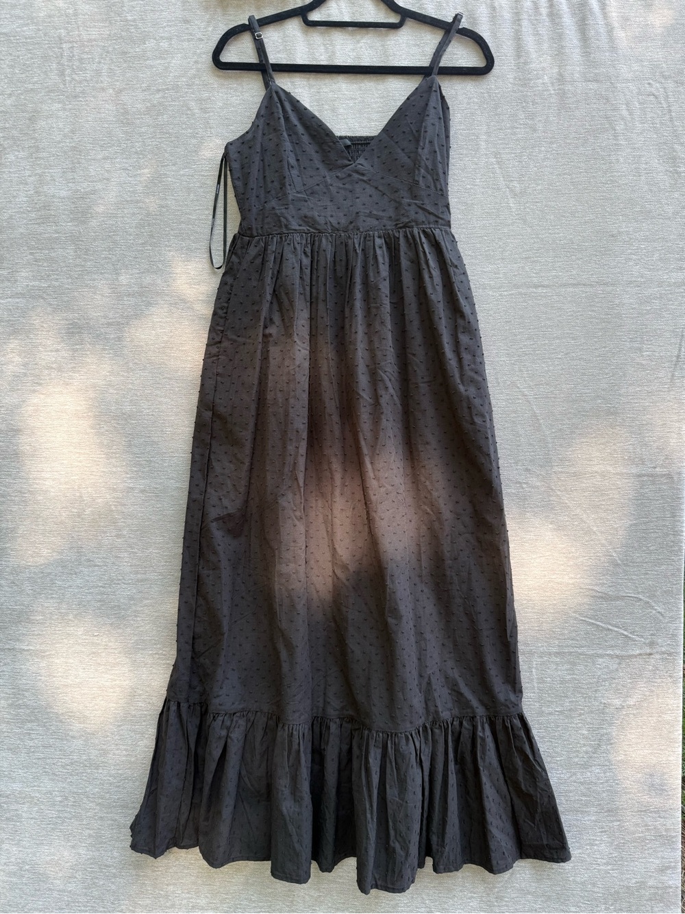 Forever 21 Brown Swiss Dot Smocked Maxi Dress Sleeveless Boho Cottagecore Medium - Picture 2 of 5
